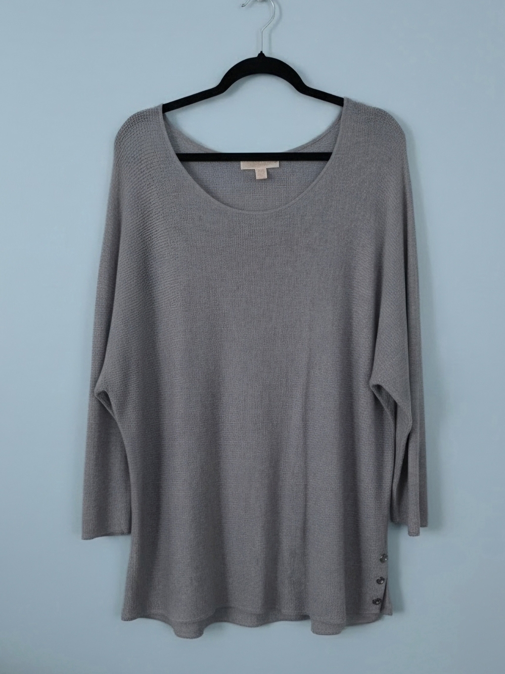 Michael Kors Light Gray Scoop Neck Relaxed Knit Sweater